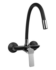 SINTRA bateria ścienna 3/4” z elastyczną wylewką, czarny/chrom SX013-70