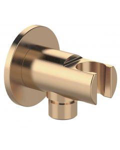 Uchwyt prysznicowy okrągły, stały, z odpływem, złoto mat 1205-0919