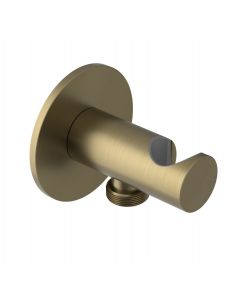 Uchwyt prysznicowy okrągły, stały, z odpływem, złoto mat SG203G