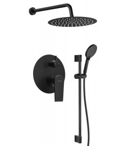 KAI zestaw prysznicowy podtynkowy z baterią podtynkową, obrotowy przełącznik, 2 wyjścia, czarny mat KA43/15-04