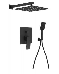 GINKO zestaw natryskow z baterią podtynkową, przełącznik 2 funkcyjny, czarna mat 1101-42B-03