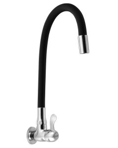 Zawór kulowy ścienny 1/2", z elastyczną wylewką, chrom/czarny mat ZY1813F