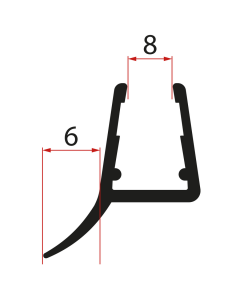 Uszczelka dolna do  drzwi prysznicowych, szkło 8mm, 1000mm, czarny NDRL01B