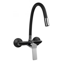 SINTRA bateria ścienna 3/4” z elastyczną wylewką, czarny/chrom SX013-70