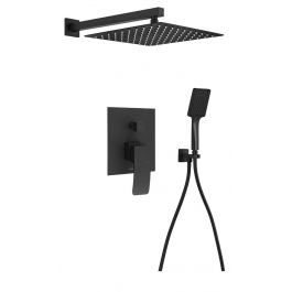 GINKO zestaw natryskow z baterią podtynkową, przełącznik 2 funkcyjny, czarna mat 1101-42B-03