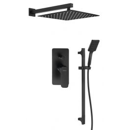 SPY zestaw prysznicowy podtynkowy z baterią podtynkową, 2 wyjścia, czarny mat PY42/15-04